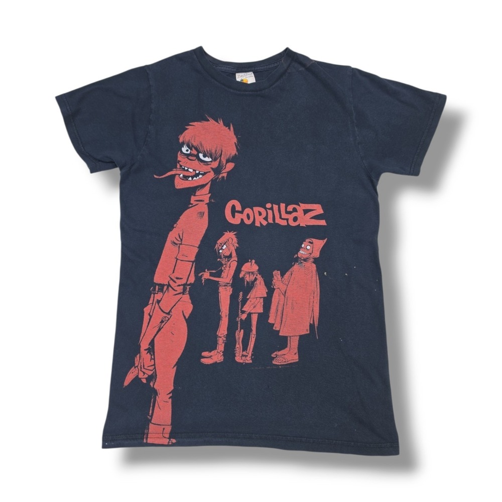 Gorillaz Plastic Beach Faded Black Bay Island Sportswear T-Shirt Size Small